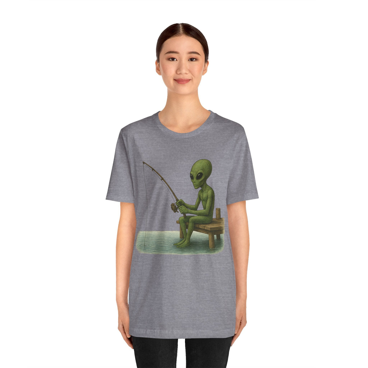 Fishing Alien Unisex Short Sleeve Tee - Fun Graphic T-Shirt for Casual Wear - Get Tight Gear