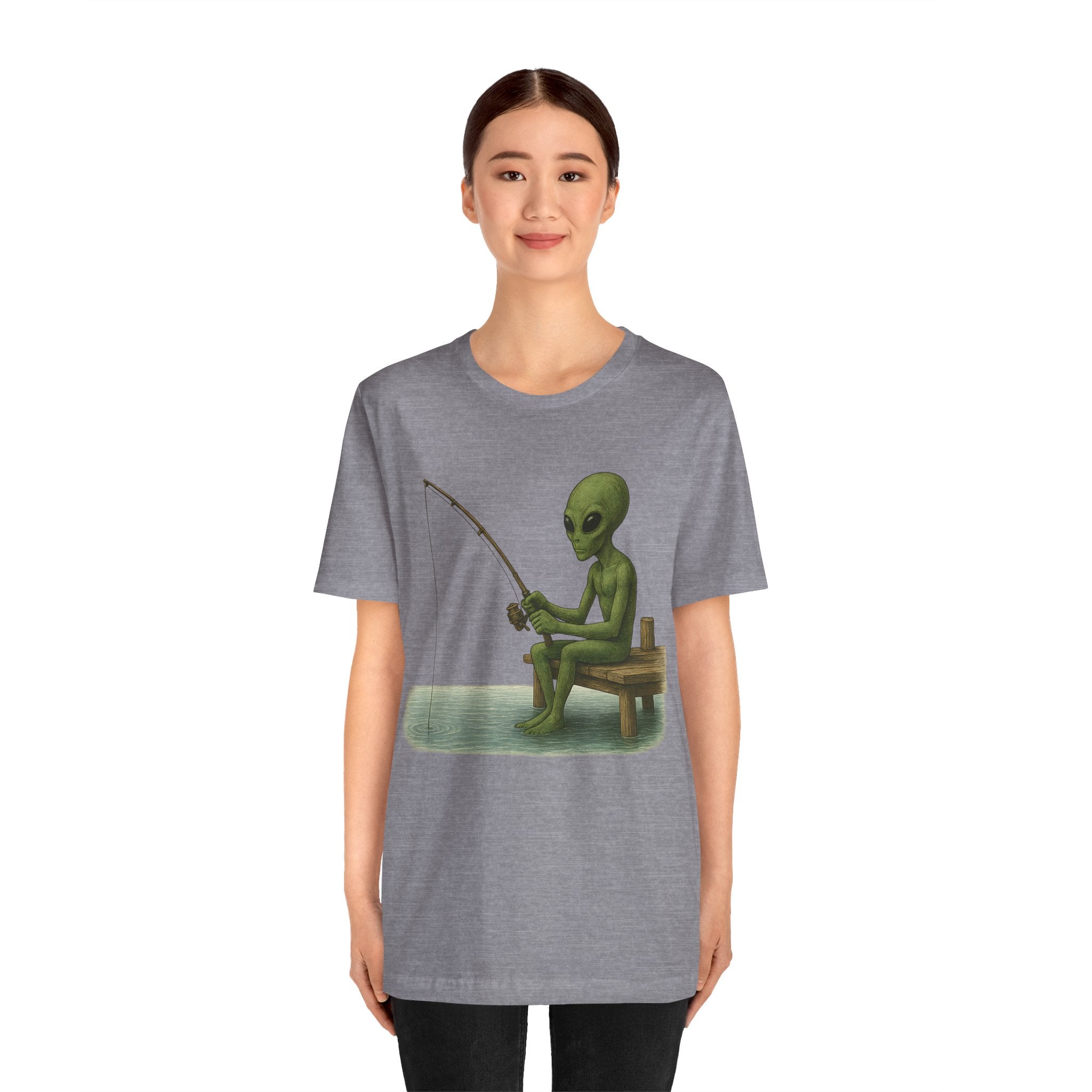 Fishing Alien Unisex Short Sleeve Tee - Fun Graphic T-Shirt for Casual Wear - Get Tight Gear