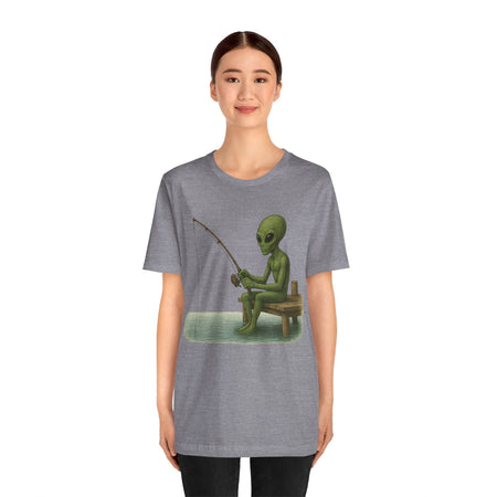 Fishing Alien Unisex Short Sleeve Tee - Fun Graphic T-Shirt for Casual Wear - Get Tight Gear