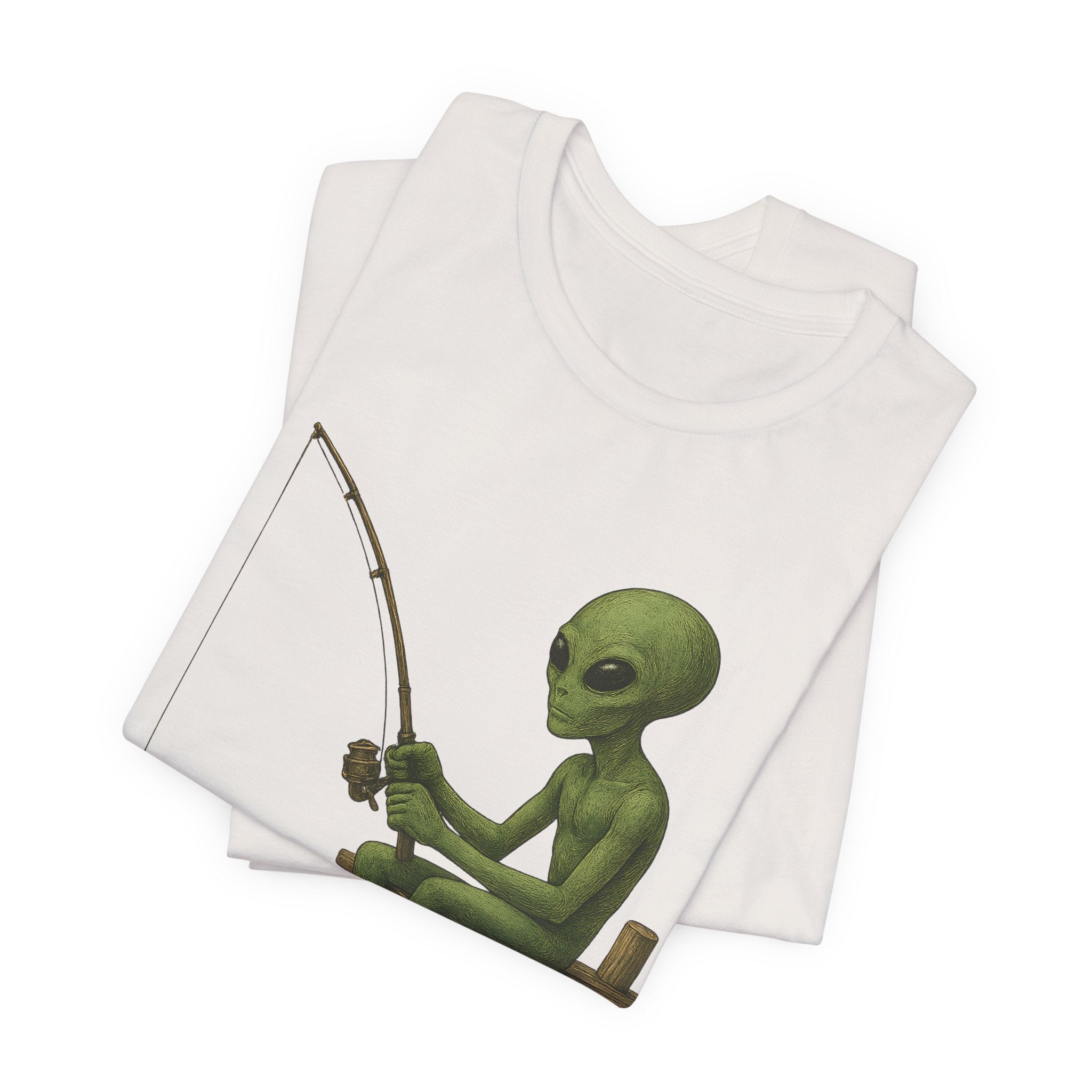 Fishing Alien Unisex Short Sleeve Tee - Fun Graphic T-Shirt for Casual Wear - Get Tight Gear