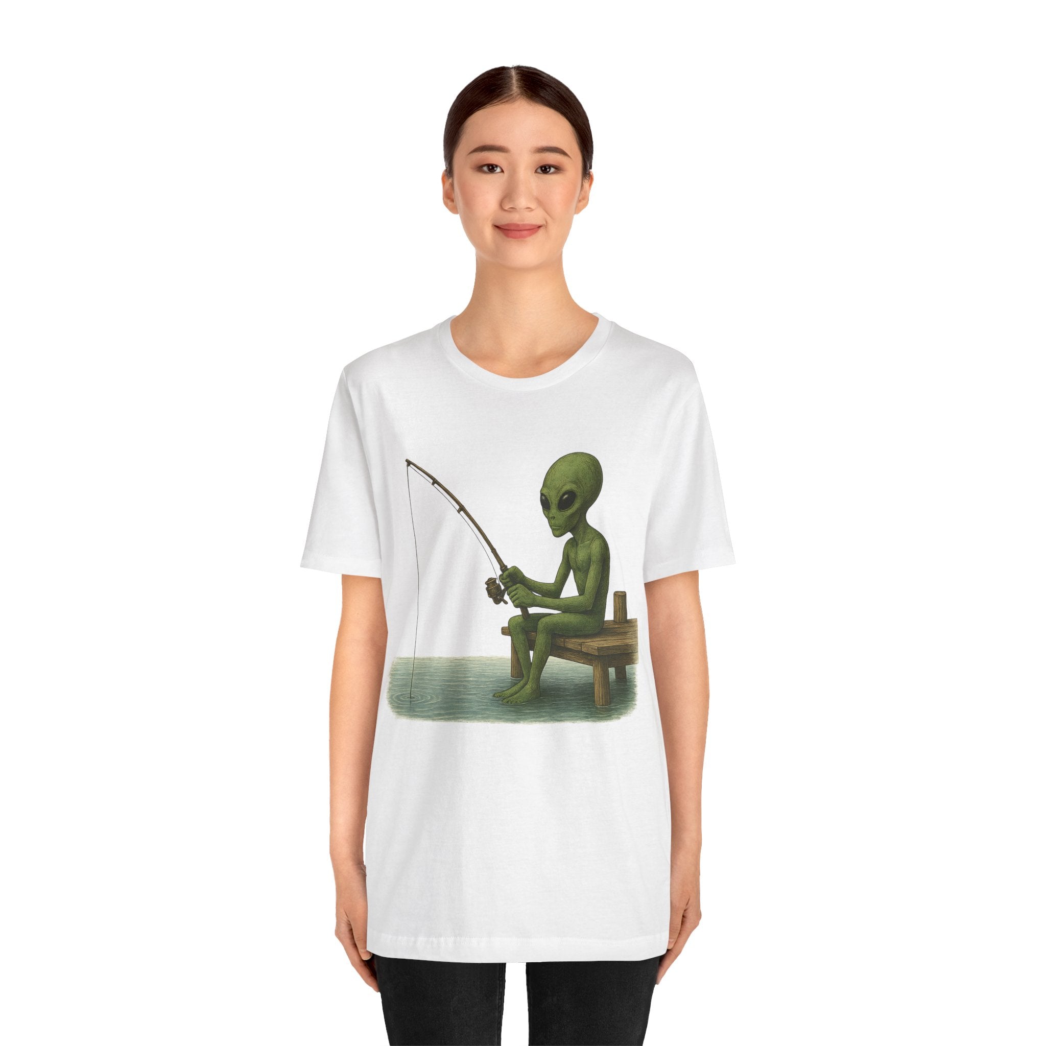 Fishing Alien Unisex Short Sleeve Tee - Fun Graphic T-Shirt for Casual Wear - Get Tight Gear