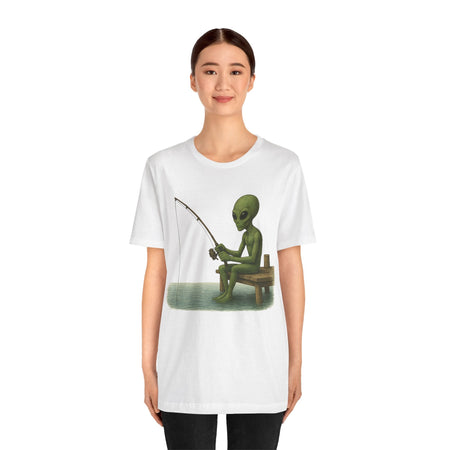 Fishing Alien Unisex Short Sleeve Tee - Fun Graphic T-Shirt for Casual Wear - Get Tight Gear