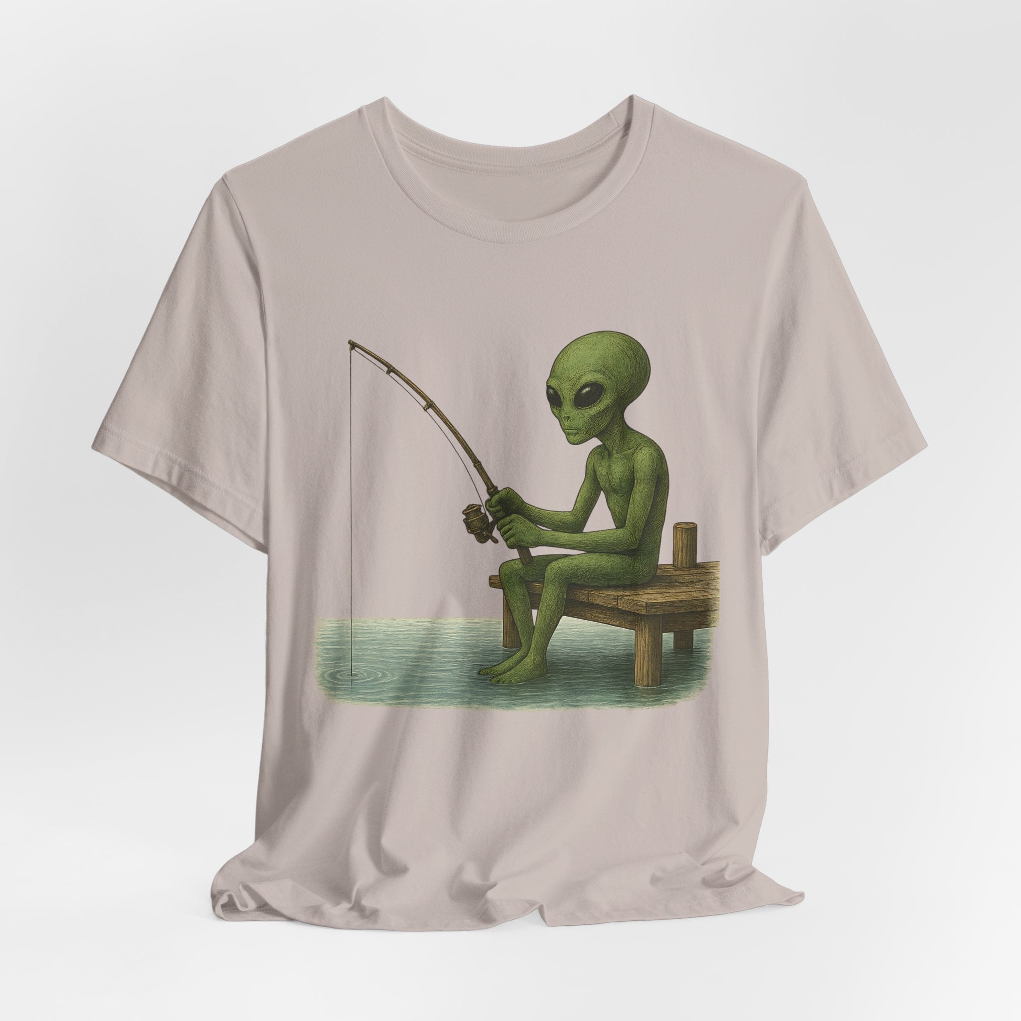 Fishing Alien Unisex Short Sleeve Tee - Fun Graphic T-Shirt for Casual Wear - Get Tight Gear