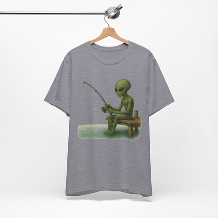 Fishing Alien Unisex Short Sleeve Tee - Fun Graphic T-Shirt for Casual Wear - Get Tight Gear