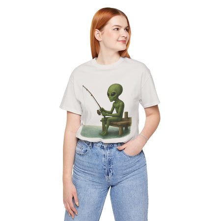 Fishing Alien Unisex Short Sleeve Tee - Fun Graphic T-Shirt for Casual Wear - Get Tight Gear