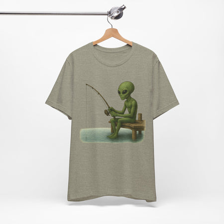 Fishing Alien Unisex Short Sleeve Tee - Fun Graphic T-Shirt for Casual Wear - Get Tight Gear