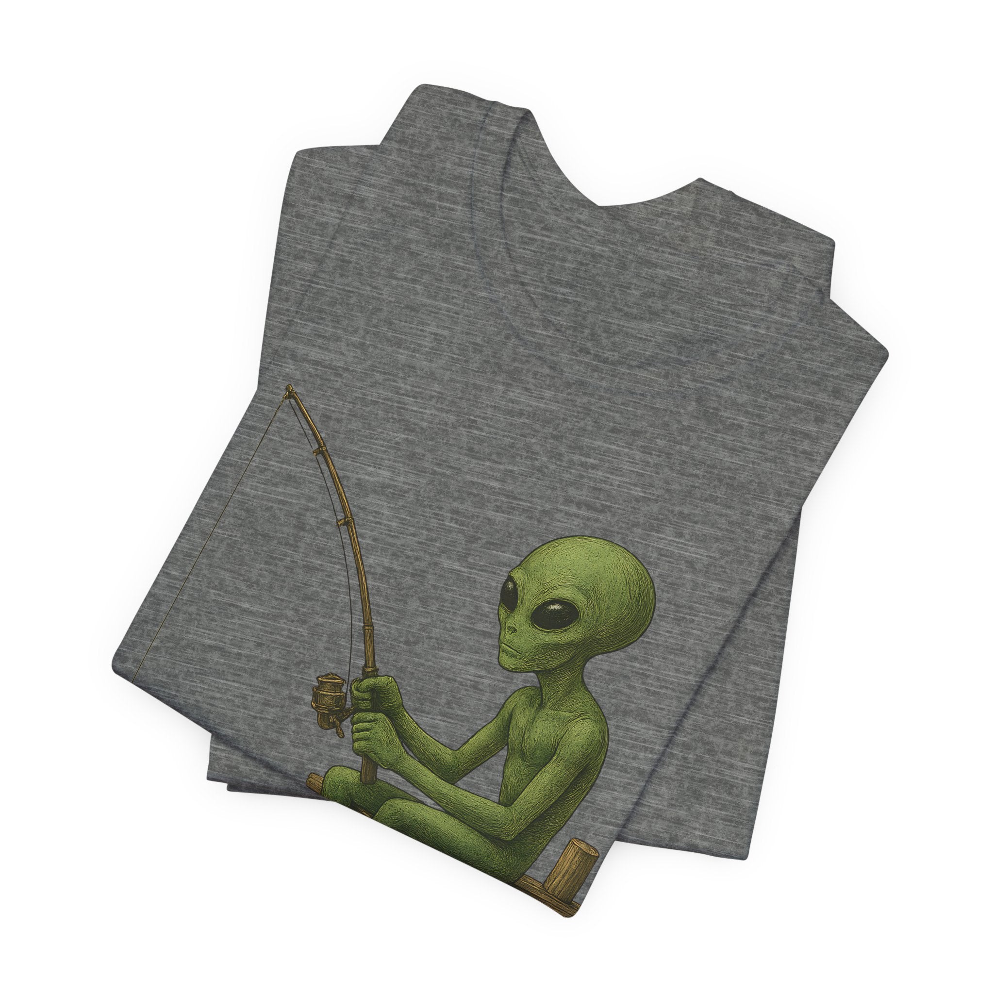 Fishing Alien Unisex Short Sleeve Tee - Fun Graphic T-Shirt for Casual Wear - Get Tight Gear