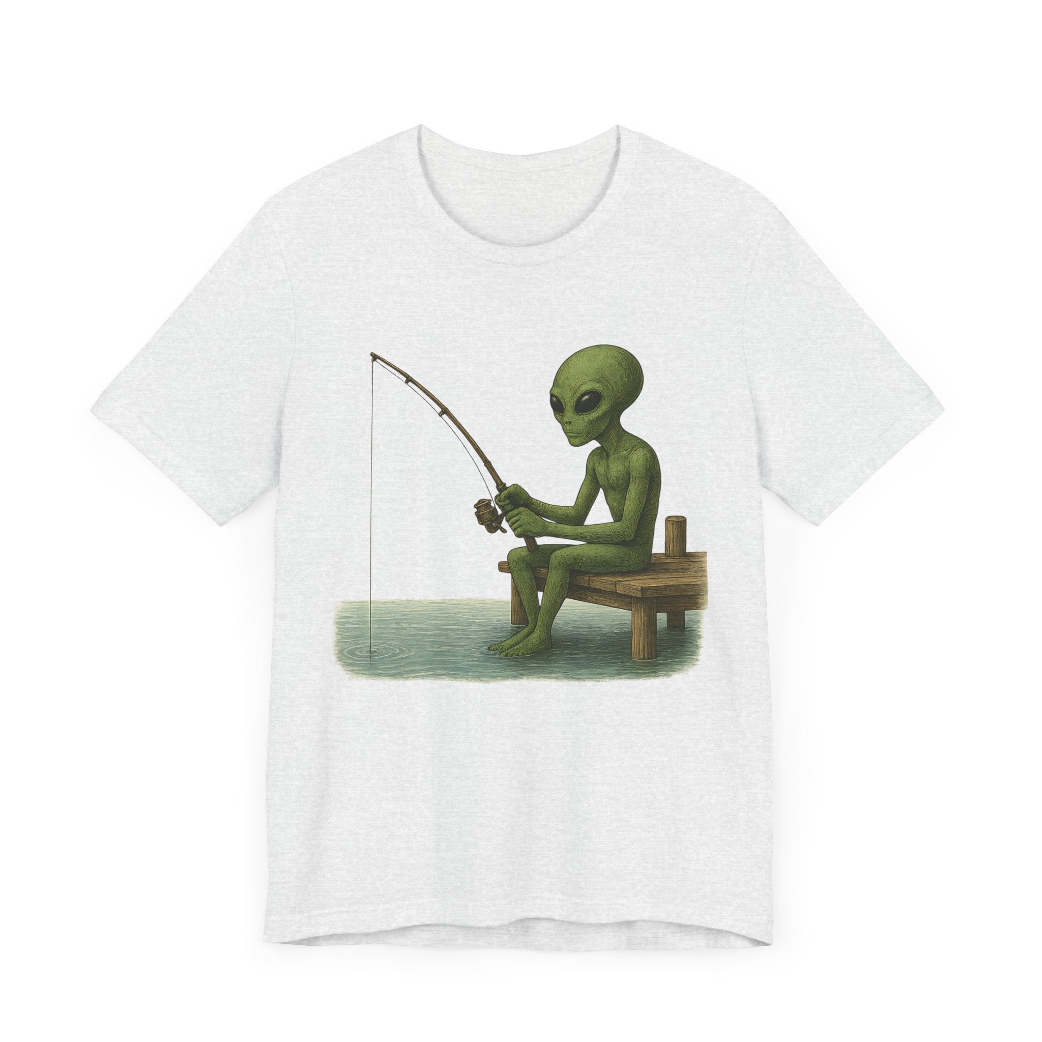 Fishing Alien Unisex Short Sleeve Tee - Fun Graphic T-Shirt for Casual Wear - Get Tight Gear