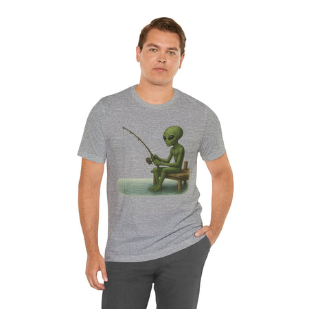 Fishing Alien Unisex Short Sleeve Tee - Fun Graphic T-Shirt for Casual Wear - Get Tight Gear