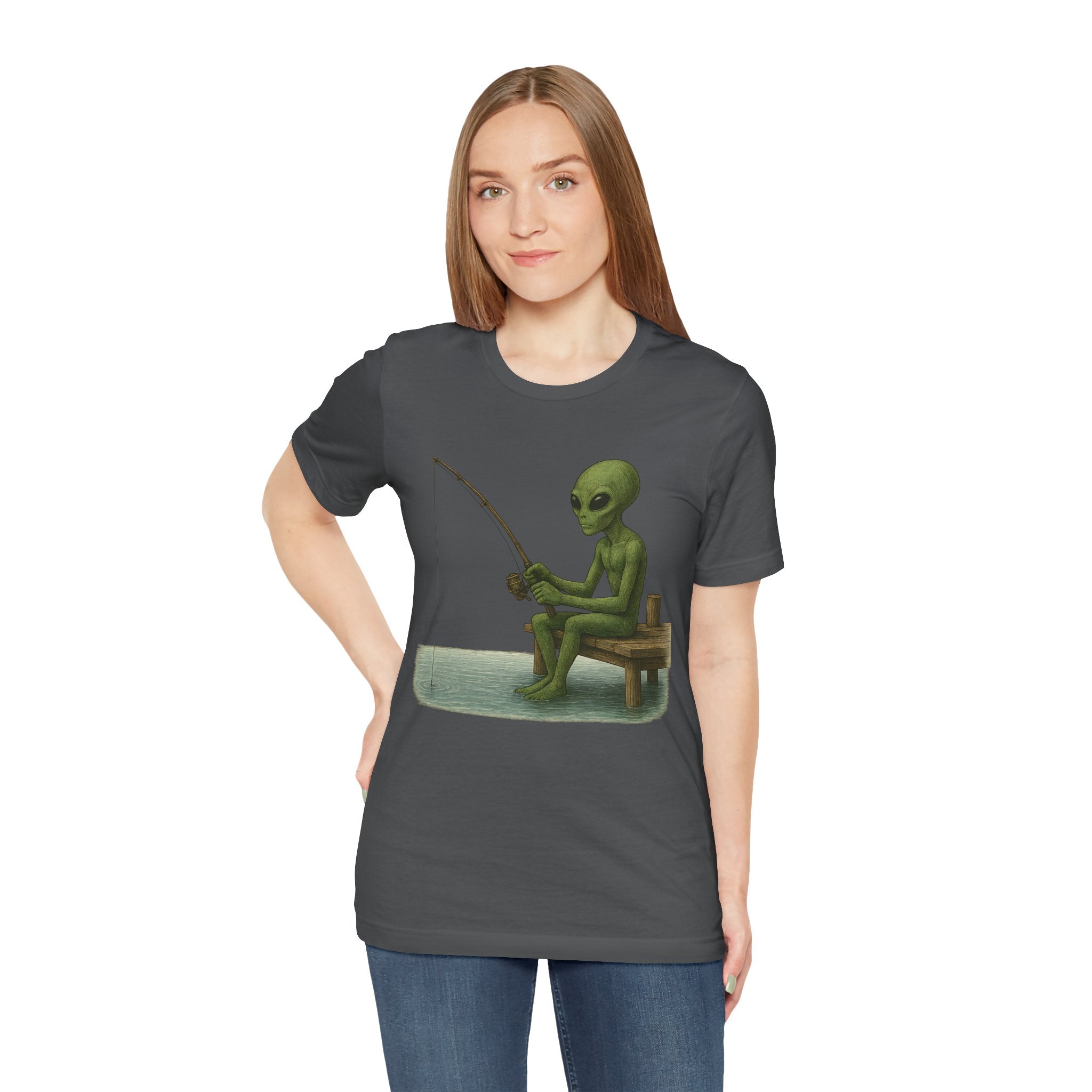 Fishing Alien Unisex Short Sleeve Tee - Fun Graphic T-Shirt for Casual Wear - Get Tight Gear