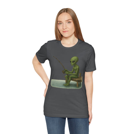 Fishing Alien Unisex Short Sleeve Tee - Fun Graphic T-Shirt for Casual Wear - Get Tight Gear