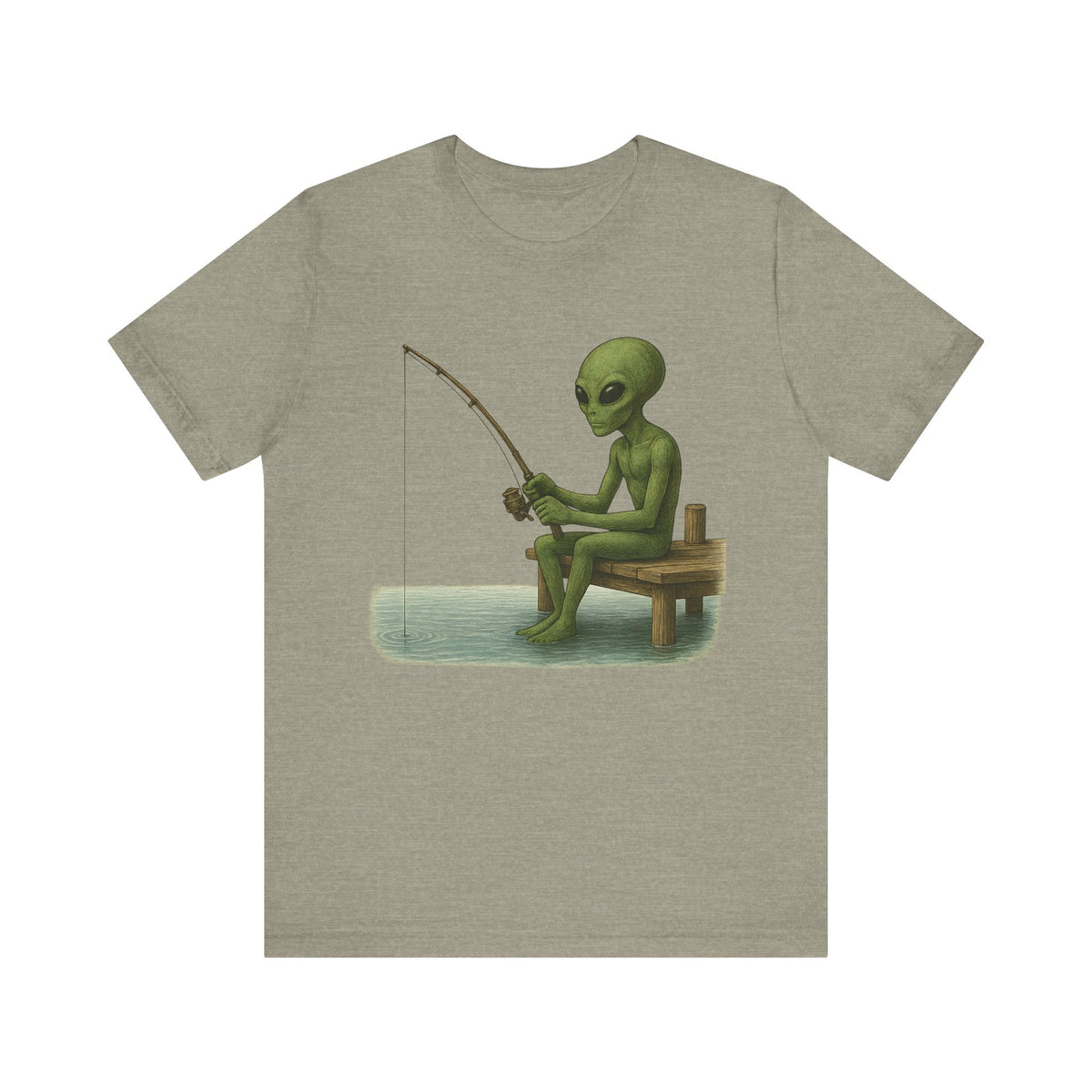 Fishing Alien Unisex Short Sleeve Tee - Fun Graphic T-Shirt for Casual Wear - Get Tight Gear