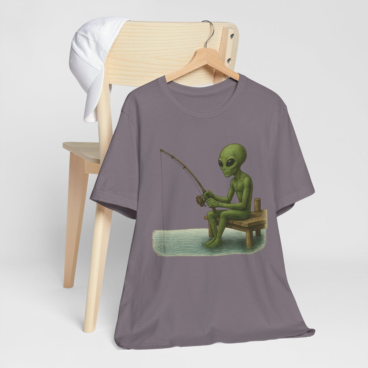 Fishing Alien Unisex Short Sleeve Tee - Fun Graphic T-Shirt for Casual Wear - Get Tight Gear