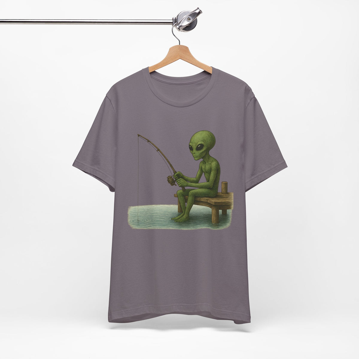 Fishing Alien Unisex Short Sleeve Tee - Fun Graphic T-Shirt for Casual Wear - Get Tight Gear