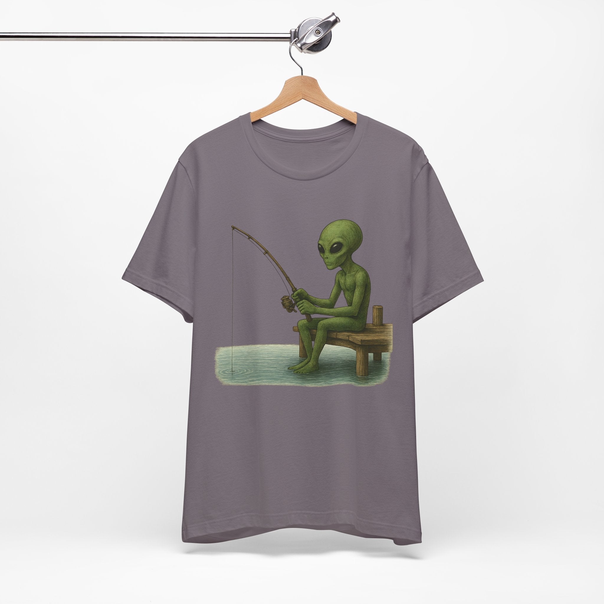 Fishing Alien Unisex Short Sleeve Tee - Fun Graphic T-Shirt for Casual Wear - Get Tight Gear