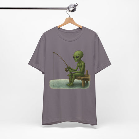 Fishing Alien Unisex Short Sleeve Tee - Fun Graphic T-Shirt for Casual Wear - Get Tight Gear