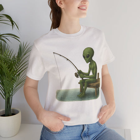 Fishing Alien Unisex Short Sleeve Tee - Fun Graphic T-Shirt for Casual Wear - Get Tight Gear