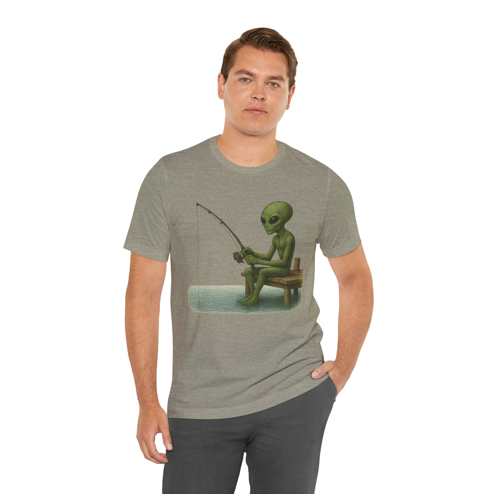 Fishing Alien Unisex Short Sleeve Tee - Fun Graphic T-Shirt for Casual Wear - Get Tight Gear
