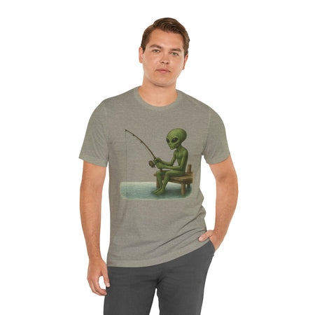 Fishing Alien Unisex Short Sleeve Tee - Fun Graphic T-Shirt for Casual Wear - Get Tight Gear