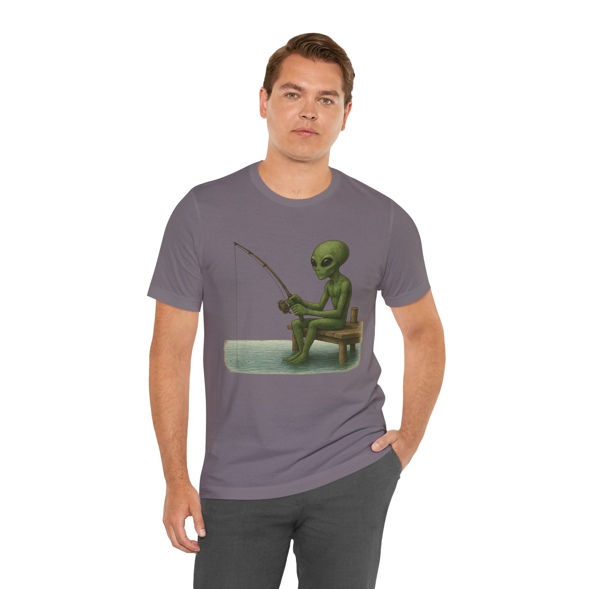 Fishing Alien Unisex Short Sleeve Tee - Fun Graphic T-Shirt for Casual Wear - Get Tight Gear