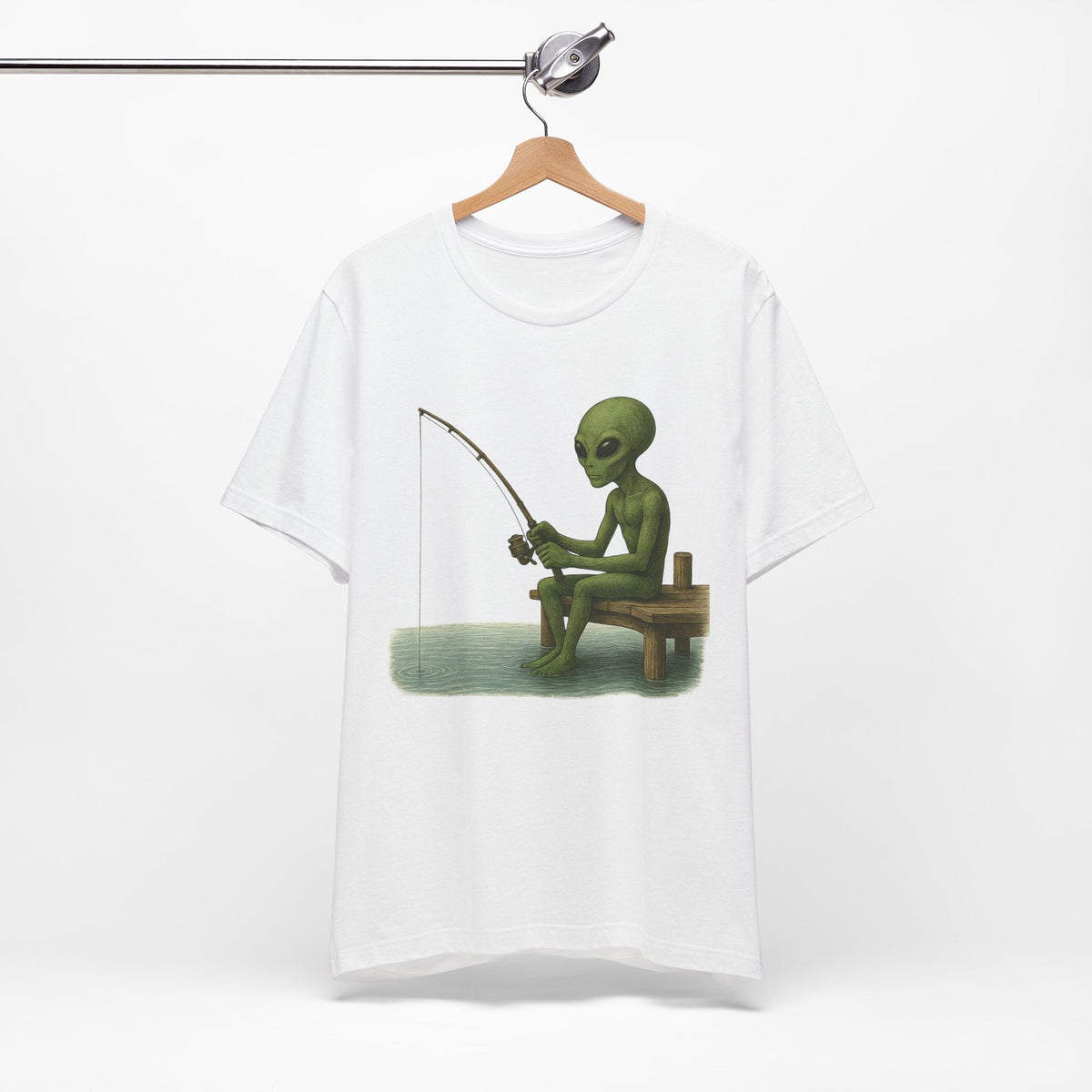 Fishing Alien Unisex Short Sleeve Tee - Fun Graphic T-Shirt for Casual Wear - Get Tight Gear