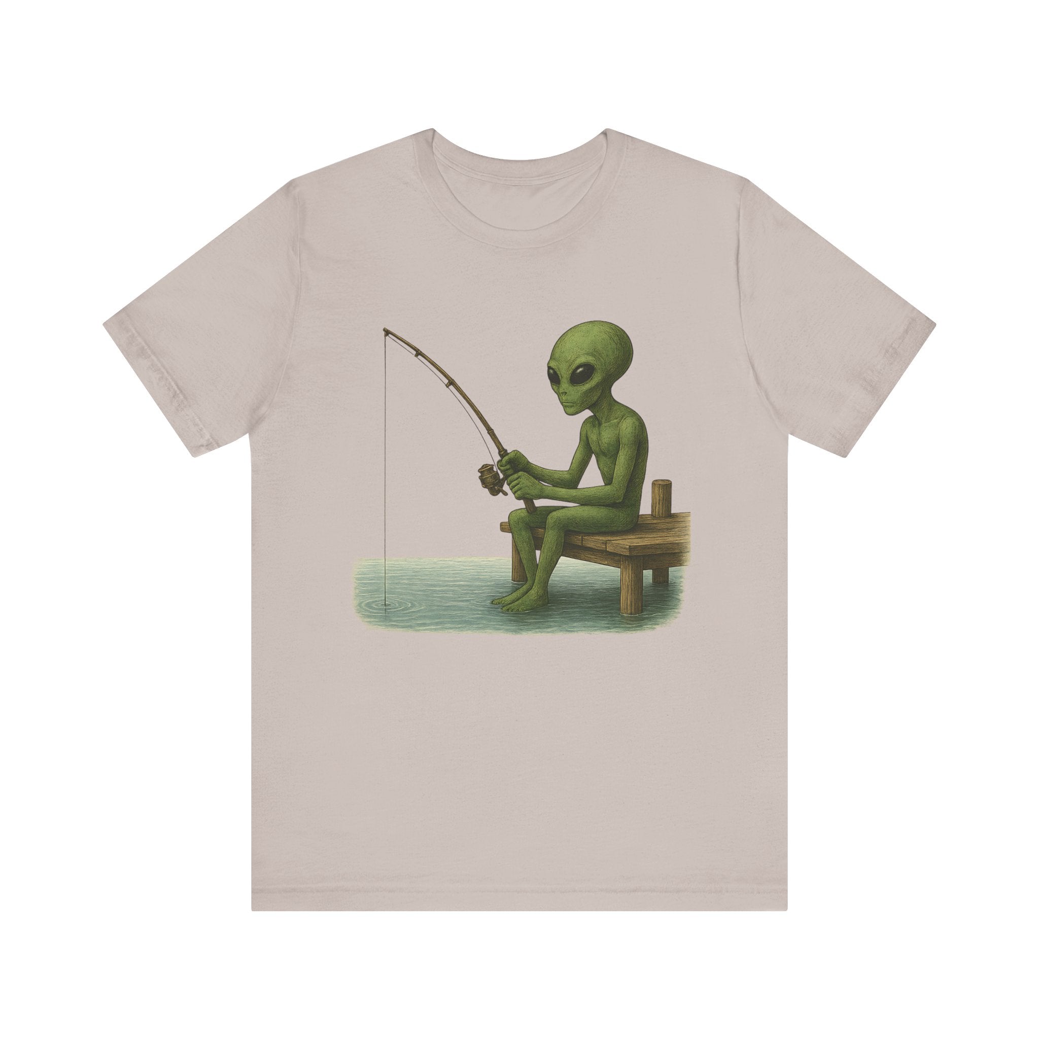 Fishing Alien Unisex Short Sleeve Tee - Fun Graphic T-Shirt for Casual Wear - Get Tight Gear