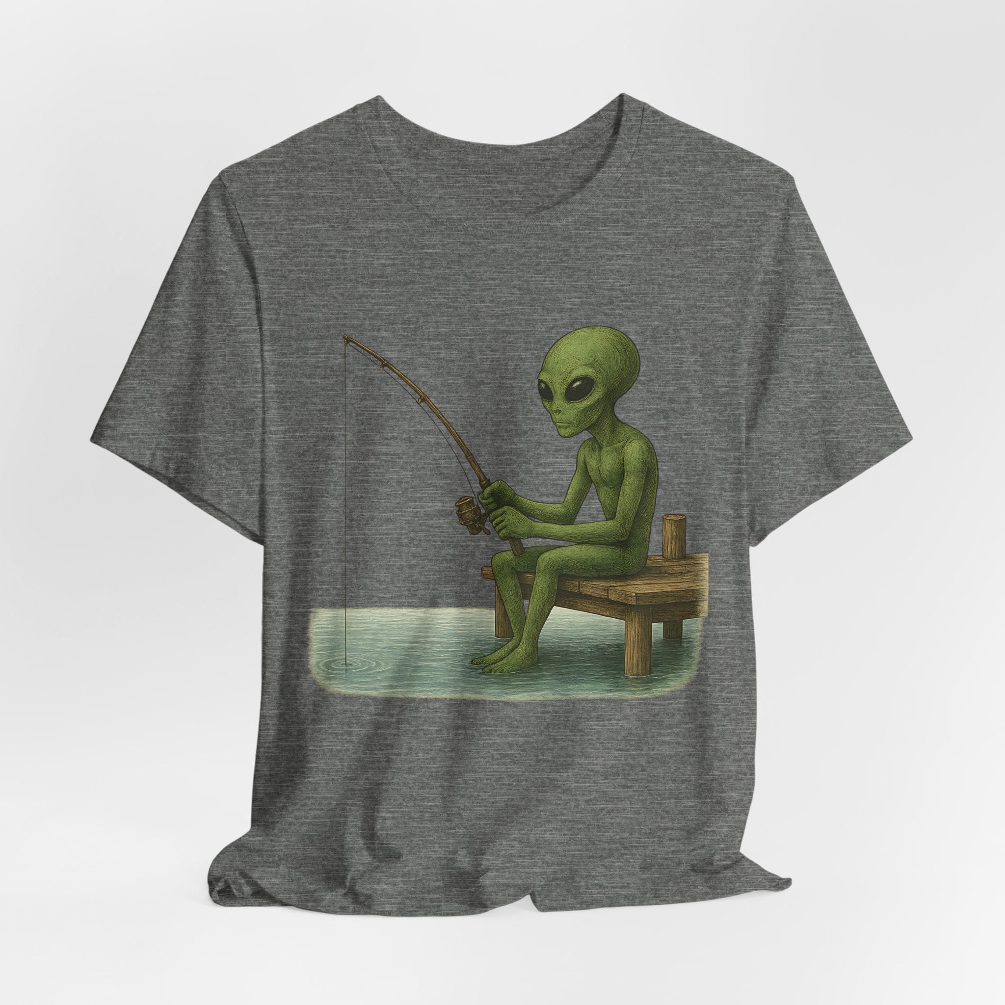 Fishing Alien Unisex Short Sleeve Tee - Fun Graphic T-Shirt for Casual Wear - Get Tight Gear