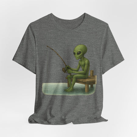 Fishing Alien Unisex Short Sleeve Tee - Fun Graphic T-Shirt for Casual Wear - Get Tight Gear