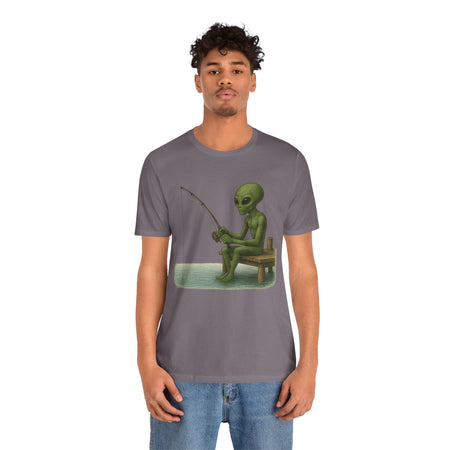 Fishing Alien Unisex Short Sleeve Tee - Fun Graphic T-Shirt for Casual Wear - Get Tight Gear
