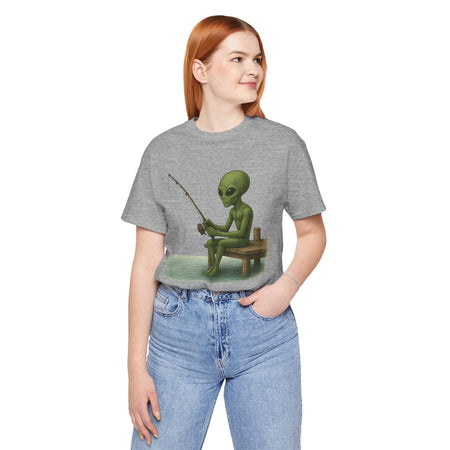 Fishing Alien Unisex Short Sleeve Tee - Fun Graphic T-Shirt for Casual Wear - Get Tight Gear