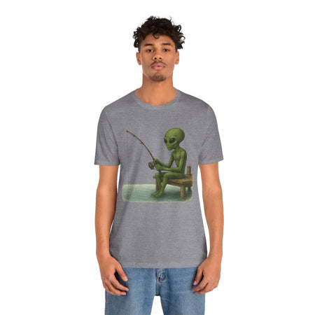 Fishing Alien Unisex Short Sleeve Tee - Fun Graphic T-Shirt for Casual Wear - Get Tight Gear