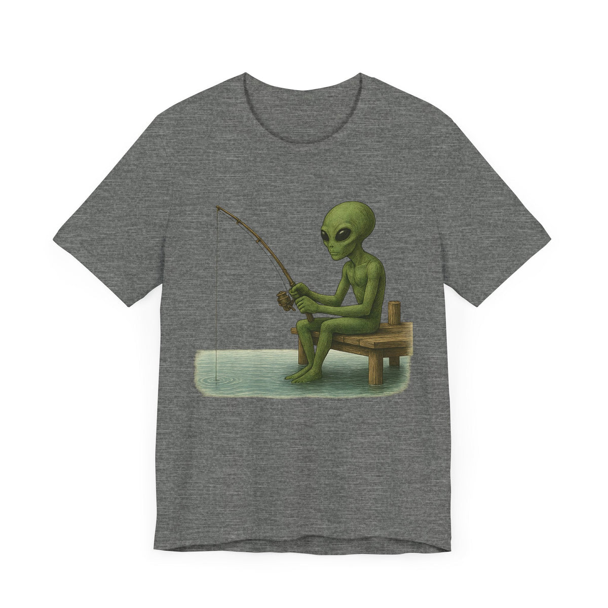 Fishing Alien Unisex Short Sleeve Tee - Fun Graphic T-Shirt for Casual Wear - Get Tight Gear