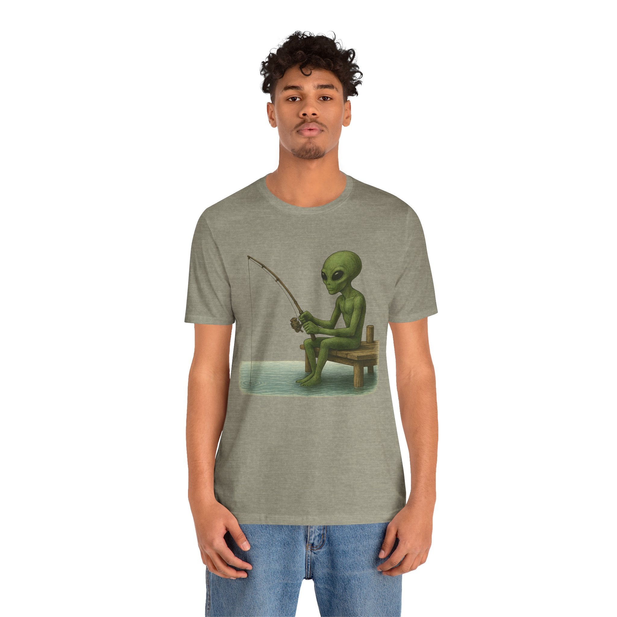 Fishing Alien Unisex Short Sleeve Tee - Fun Graphic T-Shirt for Casual Wear - Get Tight Gear