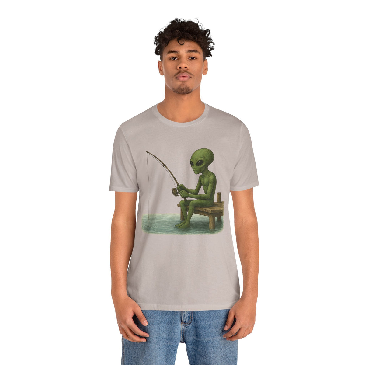 Fishing Alien Unisex Short Sleeve Tee - Fun Graphic T-Shirt for Casual Wear - Get Tight Gear
