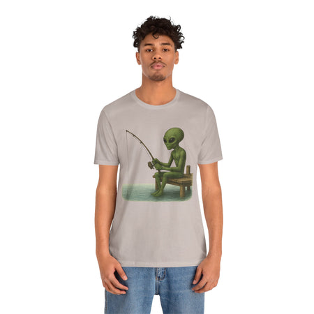 Fishing Alien Unisex Short Sleeve Tee - Fun Graphic T-Shirt for Casual Wear - Get Tight Gear