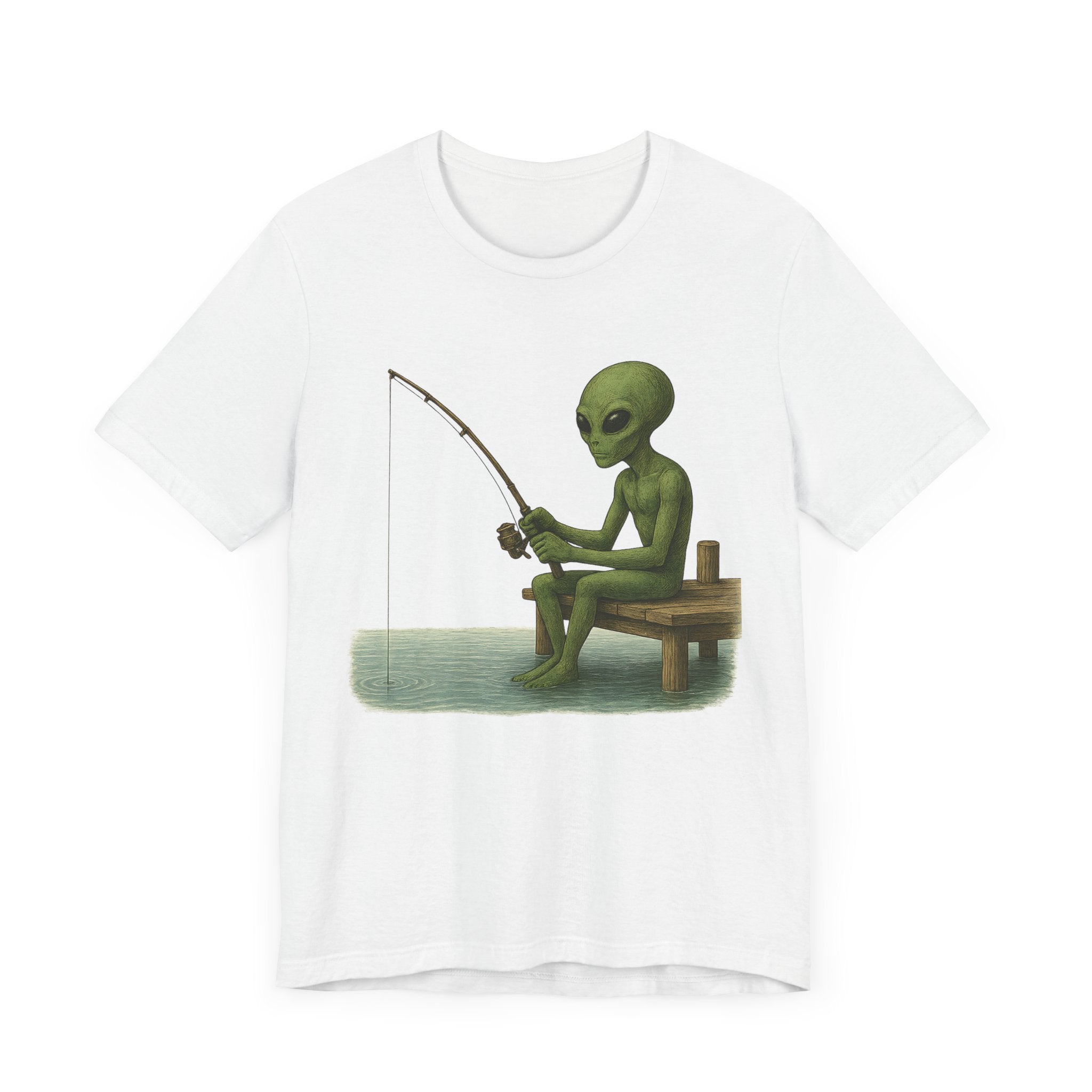Fishing Alien Unisex Short Sleeve Tee - Fun Graphic T-Shirt for Casual Wear - Get Tight Gear