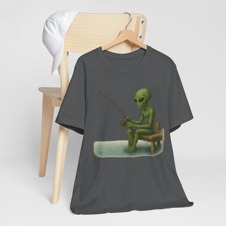 Fishing Alien Unisex Short Sleeve Tee - Fun Graphic T-Shirt for Casual Wear - Get Tight Gear