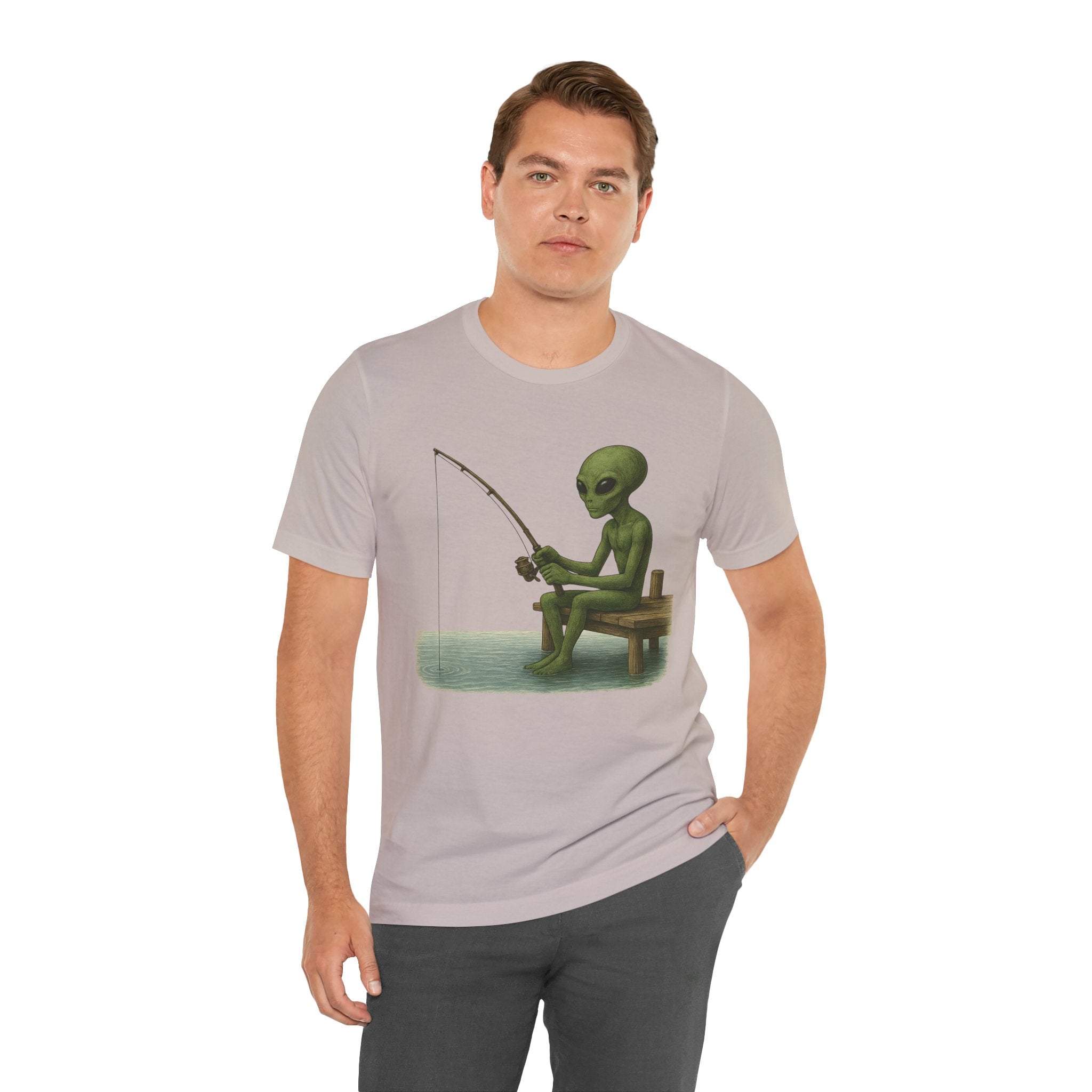 Fishing Alien Unisex Short Sleeve Tee - Fun Graphic T-Shirt for Casual Wear - Get Tight Gear