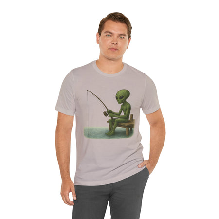 Fishing Alien Unisex Short Sleeve Tee - Fun Graphic T-Shirt for Casual Wear - Get Tight Gear