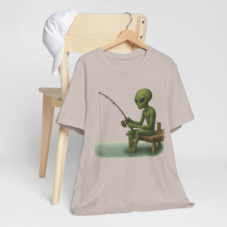 Fishing Alien Unisex Short Sleeve Tee - Fun Graphic T-Shirt for Casual Wear - Get Tight Gear