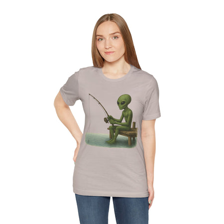 Fishing Alien Unisex Short Sleeve Tee - Fun Graphic T-Shirt for Casual Wear - Get Tight Gear