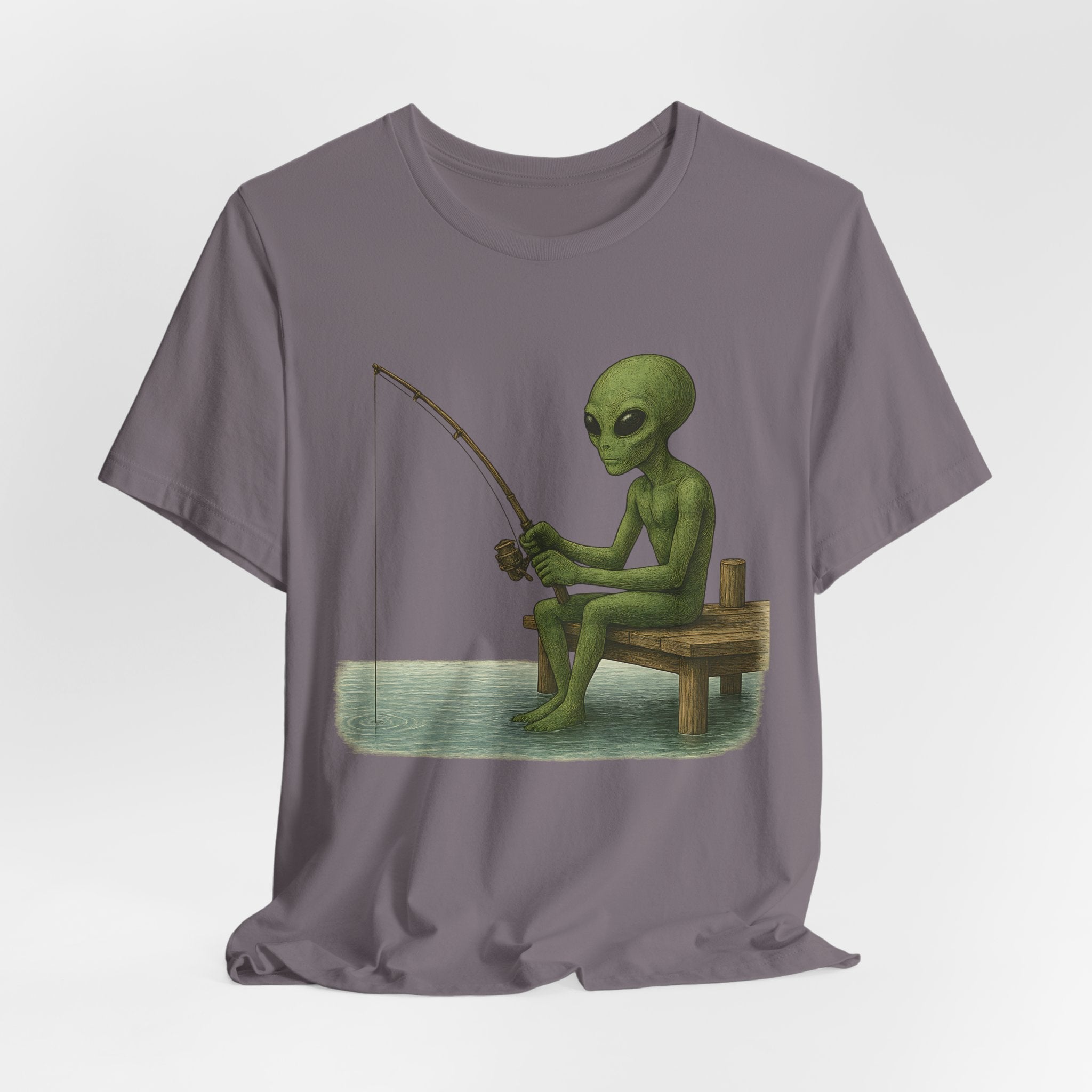 Fishing Alien Unisex Short Sleeve Tee - Fun Graphic T-Shirt for Casual Wear - Get Tight Gear