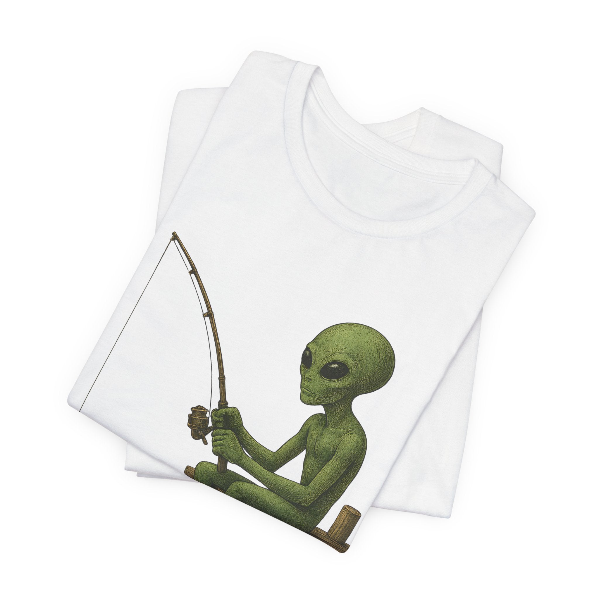 Fishing Alien Unisex Short Sleeve Tee - Fun Graphic T-Shirt for Casual Wear - Get Tight Gear