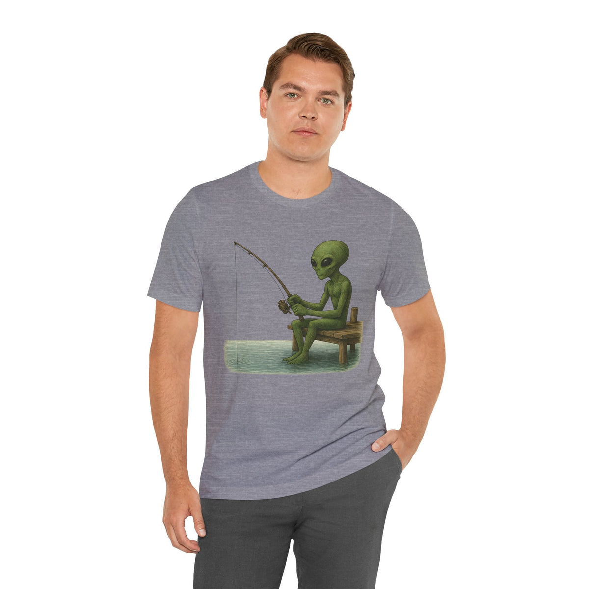 Fishing Alien Unisex Short Sleeve Tee - Fun Graphic T-Shirt for Casual Wear - Get Tight Gear