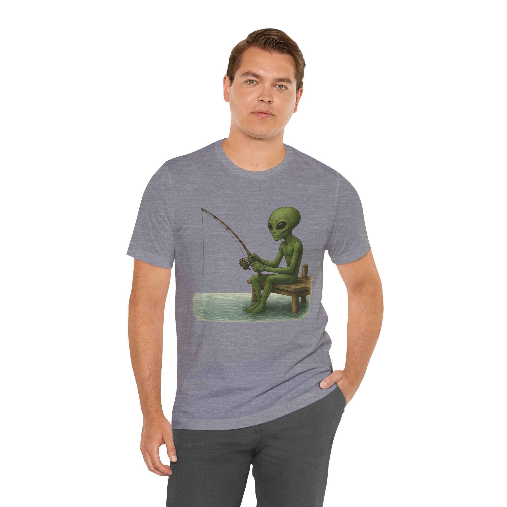 Fishing Alien Unisex Short Sleeve Tee - Fun Graphic T-Shirt for Casual Wear - Get Tight Gear