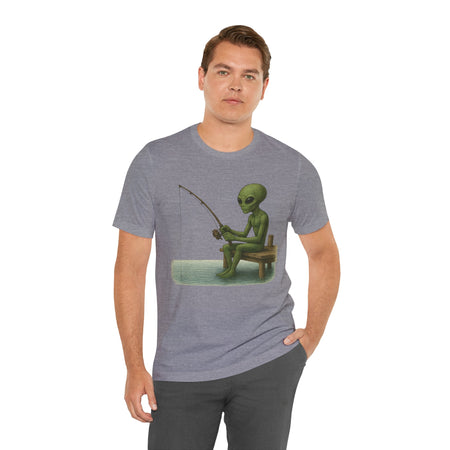 Fishing Alien Unisex Short Sleeve Tee - Fun Graphic T-Shirt for Casual Wear - Get Tight Gear