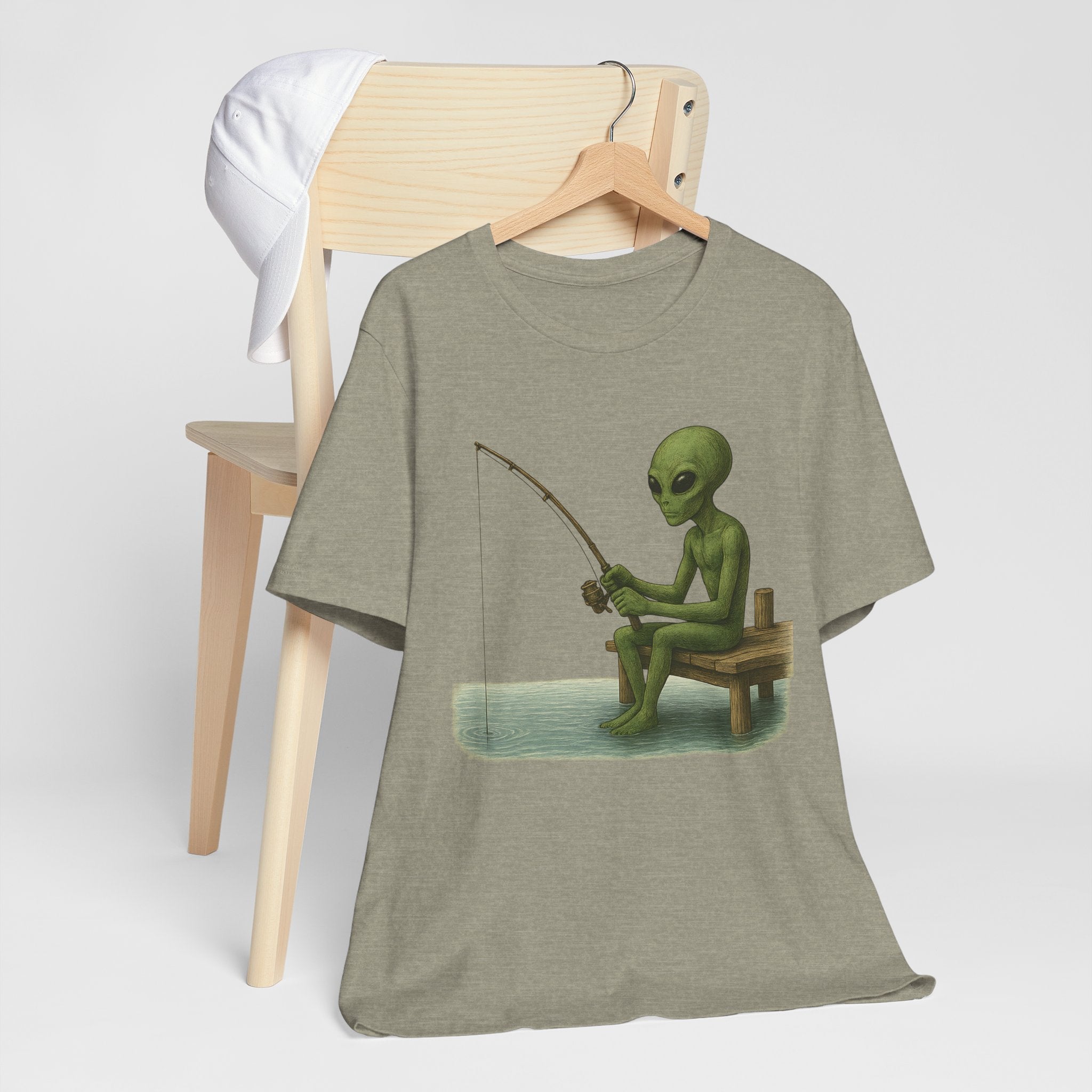 Fishing Alien Unisex Short Sleeve Tee - Fun Graphic T-Shirt for Casual Wear - Get Tight Gear