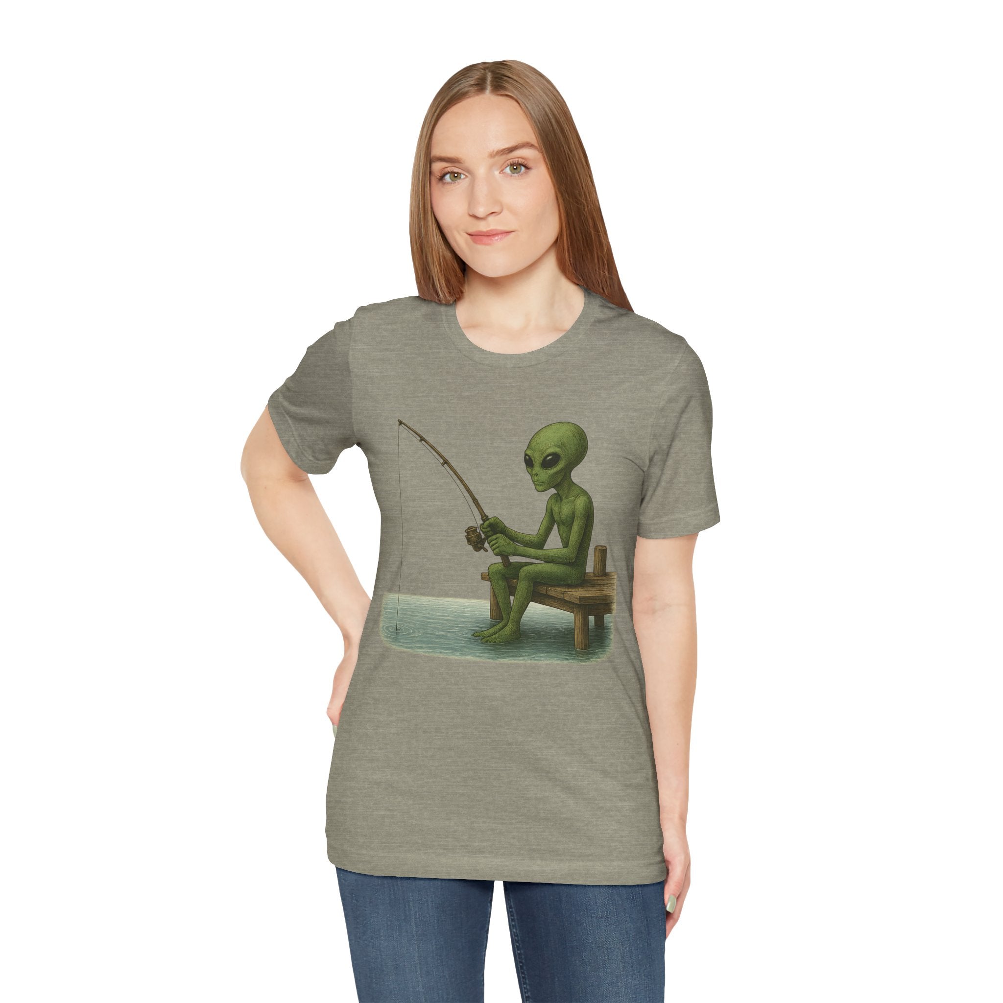 Fishing Alien Unisex Short Sleeve Tee - Fun Graphic T-Shirt for Casual Wear - Get Tight Gear