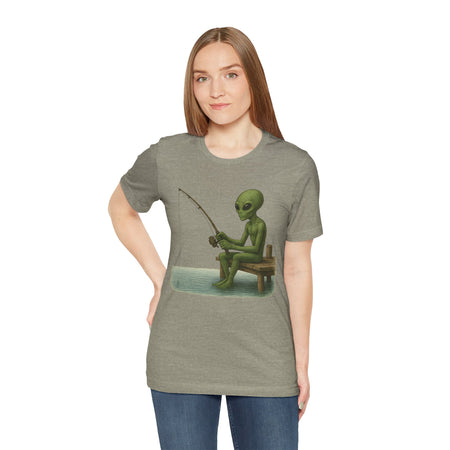 Fishing Alien Unisex Short Sleeve Tee - Fun Graphic T-Shirt for Casual Wear - Get Tight Gear