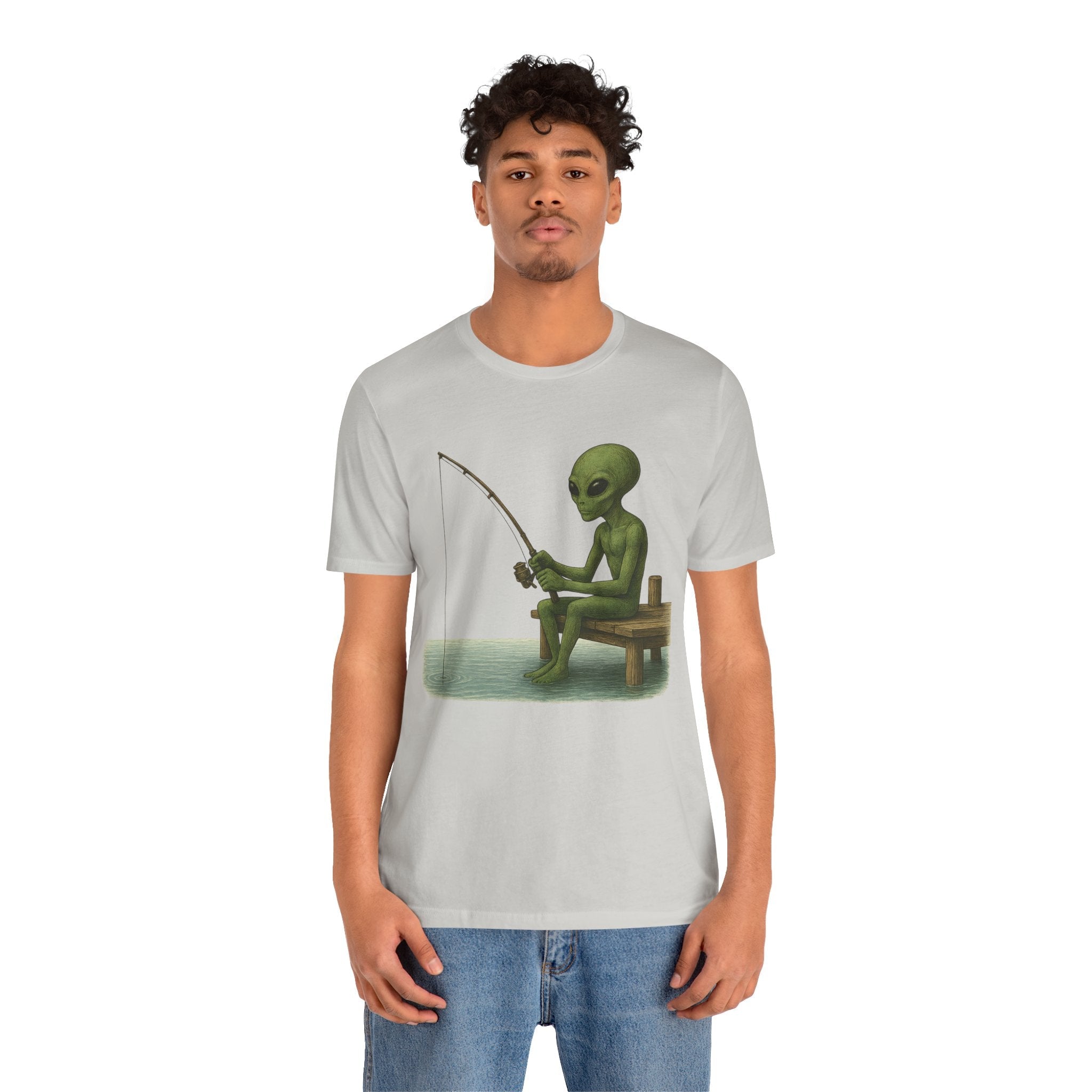 Fishing Alien Unisex Short Sleeve Tee - Fun Graphic T-Shirt for Casual Wear - Get Tight Gear